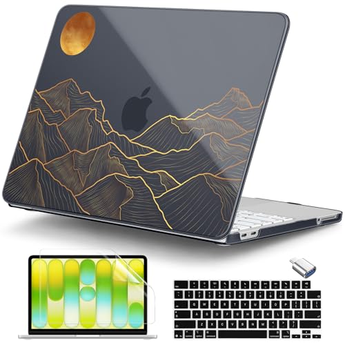 DONGKE Compatible with MacBook Neo 13 Inch Case 2026 A3404 A18 Pro chip & Touch ID, Plastic Hard Shell with Keyboard Cover, Screen Protector & Dust Plugs, Abstract Mountain - color: Abstract Mountain