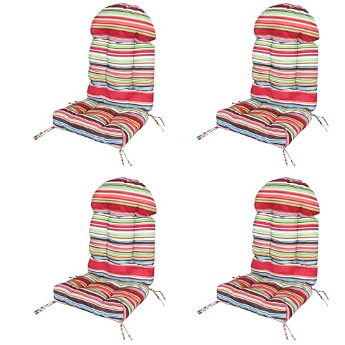 Adirondack Chair Cushions Set of 4, Rocking Chair Cushions High Back, Thickened Patio Chair pad for Indoor and Outdoor, 44''L x 19''W x 4''H - color: Rainbow Stripes, size: Set of 4