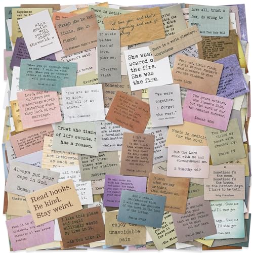 LakoArt 300 Pieces Non-repetitive Retro Typewriter Style Motivational Quote Stickers, Inspirational Vintage Journaling Stickers, Famous Words Scrapbook Sticker for Planner Bullet Junk Journal Laptop - style: 300 pcs, each one is unique