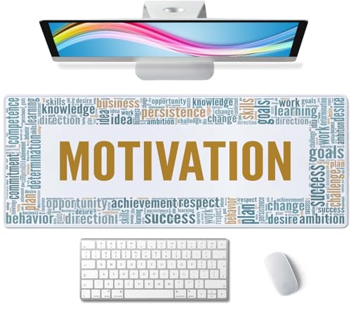 Motivation Gaming Mouse Pad XL Extended Large Desk Mat Big Mousepad Non-Slip Rubber Base Stitched Edge Long Desk Pad for Desktop PC Computer Gamer,31.5×11.8 Inch - color: Motivation