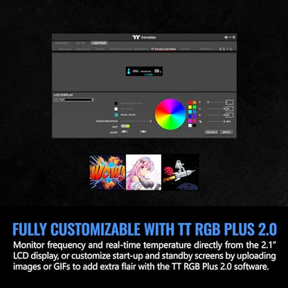 Thermaltake Tower 300/600 Series LCD Panel Kit; 3.9" LCD Display; Supported by Tt RGB Plus 2.0 Software; AC-073-OO1NAN-A1; 3 Year Warranty - color: Black, size: Tower 300 LCD Panel, style: Tower 300