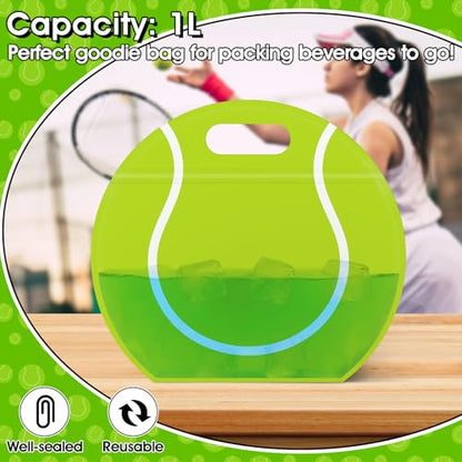 AKAIXI 24pcs 3.5Mil Thickened Tennis Gift Bags Reusable Sealed Snack Bags | with Handle Stand-up Tennis Goodie Bags for Tennis Themed Party Favors Birthday Supplies Lovers Players Coaches Gifts - color: Tennis