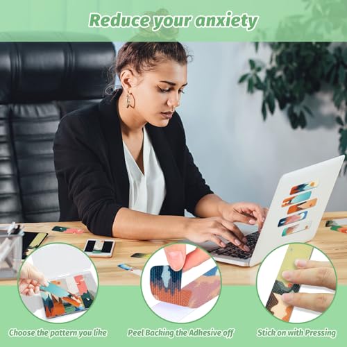72 Pieces Anxiety Sensory Stickers with Storage Box - Sensory Stickers 2 Textured Surface - Fidget Strips for Office & Classroom Desk Adult Stress (Landscape) - style: Landscape Style