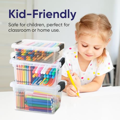 Superio Mini Storage 3 Pack Container Plastic Crayon Box, Art n Crafts and Sewing Supplies Case, Stackable Clear Small Organizer for Beads, Stationery, Chalk, and Food - size: 0.7, 1.05 and 1.4 Quarts, style: 3 Pack