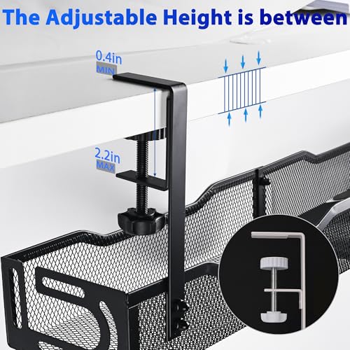 Under Desk Cable Management Tray 25.3 Inch, Clamp-On Cable Organizer Box for Standing Desks, No Drill Cord Management Under Desk, Large Desk Wire Organizer for Office & Home, Black - color: Black-L-Lengthening