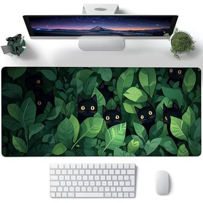 Desk Pad, Cute Anime Cats in Green Leaves XXL Gaming Mouse Pad with Stitched Edges,Non-Slip Waterproof Rubber Base Large Desk Mat for Keyboard and Mouse 35.4"x15.7" - color: Colour13, size: 35.4" x 15.7"