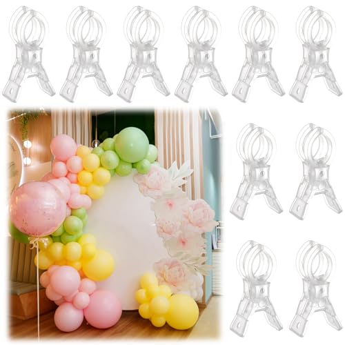 LemonRoad 10 Pack Large Balloon Arch Clips Plastic Transparent Backdrop Spring Clamps 3.5 Inch Heavy Duty Clip for Balloon Arch Kit Birthday Decoration Crafts Woodworking Photography Studios (Clear) - color: Clear