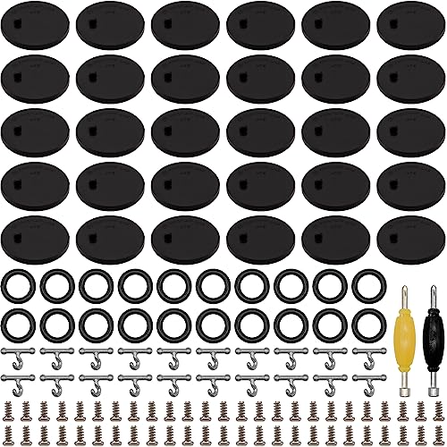 SIXPOINTS 30 Pieces Black Round Display Stand Base,20 T Hook +20 O-Rings Waistband +50 Screws+2 Spanner, Body Repair Part Set For 3.75 " Vintage G.i Joe Action Figure Toy - color: 30PCS-Black Round Set