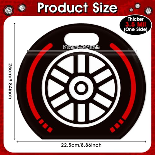 AKAIXI 24pcs 3.5Mil Thickened Race Car Wheels Snack Bags Sealed Goodie Bags | with Handle Stand-up Baseball Candy Bags for Birthday Parties, Bulk Party Favor Bags Treat Bags for Sports Racing Events - color: Car Wheel
