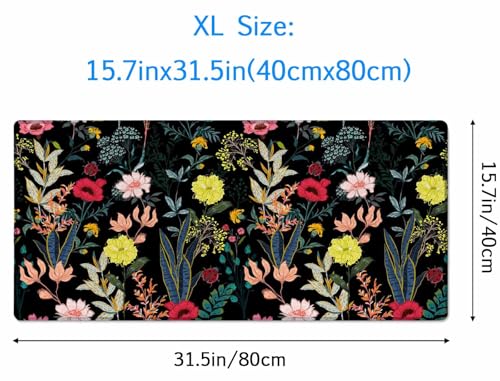 Large Gaming Mouse Pad with Stitched Edges, Blooming Flower Desk Mat, Extended XL Keyboard Pad, Non-Slip Rubber Base Desk Pad for Keyboard and Mouse, 31.5X15.7 inch - color: Blooming Flower, size: 31.5L x 15.7W inches