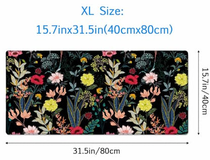 Large Gaming Mouse Pad with Stitched Edges, Blooming Flower Desk Mat, Extended XL Keyboard Pad, Non-Slip Rubber Base Desk Pad for Keyboard and Mouse, 31.5X15.7 inch - color: Blooming Flower, size: 31.5L x 15.7W inches