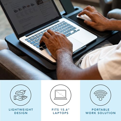 LAPGEAR Home Office Lap Desk with Device Ledge, Mouse Pad, and Phone Holder - Black Carbon - Fits up to 15.6 Inch Laptops - Style No. 91588 - color: Black Carbon, size: Home Office W/Device Ledge