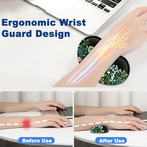 Large Mouse Pad + Keyboard Wrist Rest Set, Extended Gaming Mousepad (31.5X11.8 inch) with Non-Slip Rubber, Ergonomics Memory Foam Mouse Wrist Rest Support, Green Garden Pattern XXL Desk Pad - color: Yu-Mouse Pad-3-B39