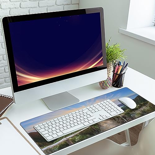 MIOAOSRT Mouse Pad,Mountain Landscape Ponta Delgada Extended Gaming Mouse Pad,Large Non-Slip Rubber Base Mousepad with Stitched Edges,Waterproof Mouse Mat Desk Pad for Office Game Home 35.4x15.75 in - color: Mountain Landscape