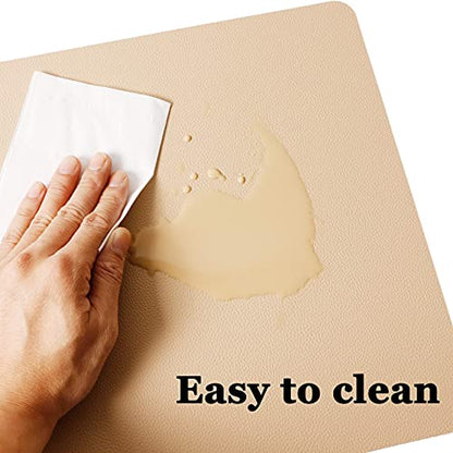 Wipeable Placemats Leather Table Mats Waterproof Heat-Resistant Easy to Clean for Dining Table Set Kitchen Table (4, Buff) - color: Buff, size: set of 4