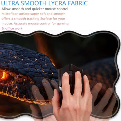 Bxgolkgd Desk Mat Set,Mouse Pad with Keyboard Wrist Rest & Mouse Wrist Rest,Wave-Shaped Design,Non-Slip Rubber Base,Ergonomic Desk Mat for Home,Office,Gaming,Flame and Python - color: Flame and Python