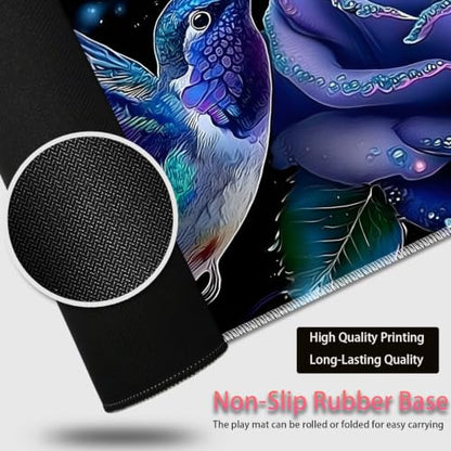 Large Gaming Mouse Pad + Wrist Rest+ Coaster Combo, 31.5 "x 11.8" Durable Non-Slip Extension Table Mat, Suitable for Office and Home, Hummingbird Flower - color: Hummingbird Flower