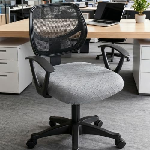 Stretch Jacquard Office Chair Cover, Removable Washable Desk Chair Cover, Anti-dust Seat Cushion Protectors - Grey - color: Grey, size: Chair Seat Cover