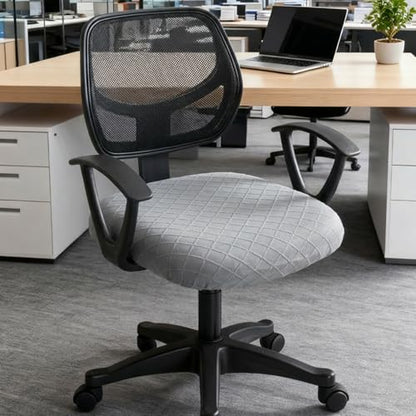 Stretch Jacquard Office Chair Cover, Removable Washable Desk Chair Cover, Anti-dust Seat Cushion Protectors - Grey - color: Grey, size: Chair Seat Cover