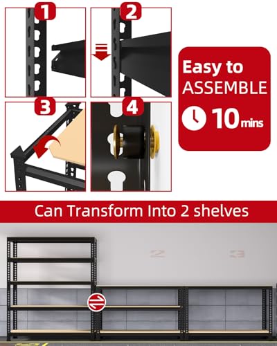 PrimeZone 32" W x 16" D x 63" H Storage Shelves - 5 Tier Adjustable Garage Storage Shelving, Heavy Duty Metal Storage Utility Rack Shelf Unit for Warehouse Pantry Closet Kitchen, Black - size: 32"W x 16"D x 63"H