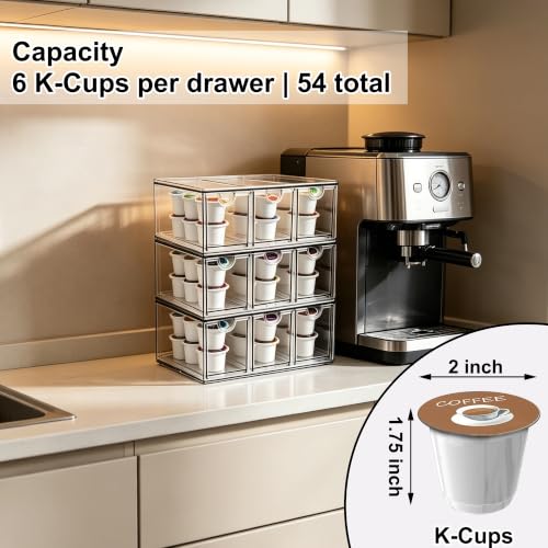 Prsildan Craft Art Supply Organizer Stackable Storage Drawer with 9 Drawers | Clear Acrylic, Tea Bag K Cup Organizer, for Kitchen Office Desk Vanity Makeup Organizer, 3 Pack - style: Style3-9Drawers
