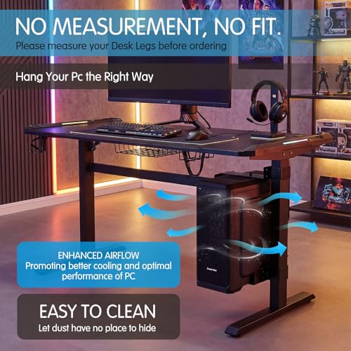 Relaxweex Under Desk PC Mount for Standing Desk Fits 65mm×45mm Legs PC Under Desks Mount 50lb Capacity Computer Holder Under Table Adjustable Computer Holders Clamp on Leg Holder, with Non Slip Pads - size: 9.84 X 7.87 X 1.97 Inches