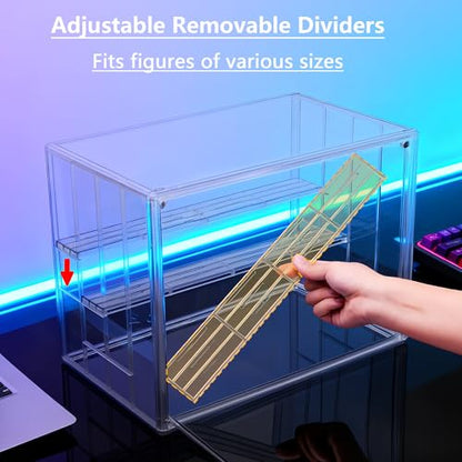 Acrylic Display Case for Collectibles, 4 Layer Adjustable Clear Figure Display Cases with Magnetic Door, Large Stackable Showcase Display Cabinet Box for Figures