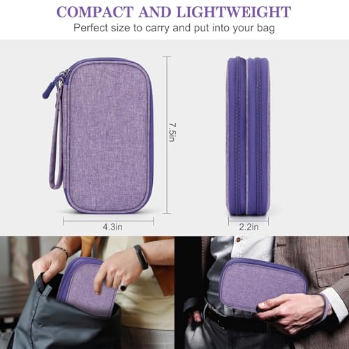 FYY Travel Cable Organizer Pouch Electronic Accessories Carry Case Portable Waterproof Double Layers All-in-One Storage Bag for Cord, Charger, Phone, Earphone Dark Purple - color: Dark Purple, style: Small