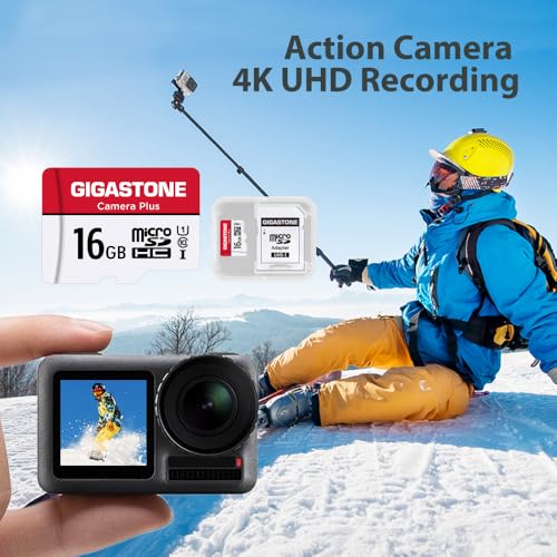 Gigastone 16GB Memory Card Pack of 2 Cards, Camera Plus Series, Speed Up to 85MB/s. Ideal for Full HD Video Gopro Camera Drone, U1 C10 Micro SDHC Card with Mini Case and SD Adapter. - color: 16GB Card Pack of 2