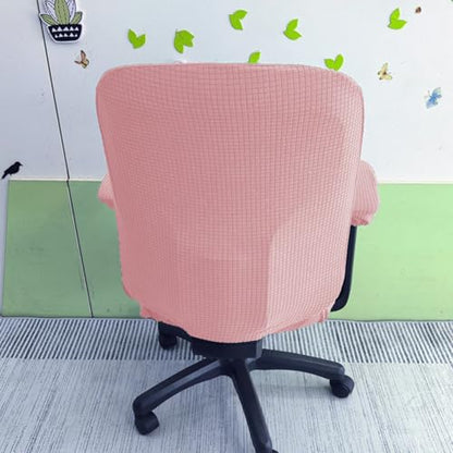 HAPPYDOG 4 Pcs Office Chair Covers Set Stretchable Protective Rotating Computer Chair Seat Covers with Armrest Covers (Pink) - color: Pink