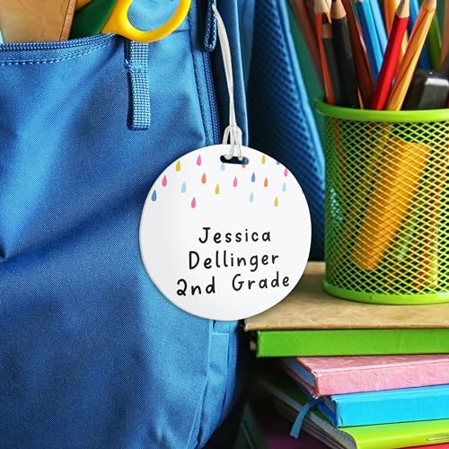 Personalized Rainbow Luggage Tag / 4" Round Custom Trendy Bag Tag/Double Sided Durable Plastic Circle Luggage Tag with Plastic Strap/Made in The USA - style: Rainbow
