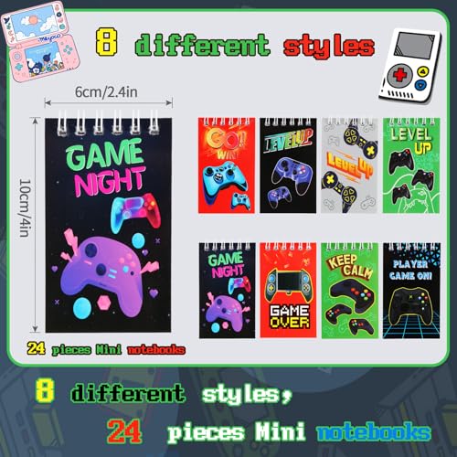 Kolewo4ever 148 Pieces Video Game Theme Stationery Set:100 Pcs Video Game Pencils 24 Pcs Game Pattern Mini Spiral Notepad Memo Pad 24 Pcs Game Metal Charms Bookmarks (Video Game)