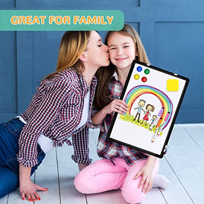 Monthly Calendar Whiteboard for Wall, 17x13 Inches Dry Erase Board with Cork Board Combo, Small Magnetic White Board, Double-Sided Hanging Portable Board for Office School Home Kitchen Planner, Black - style: Whiteboard 17x13 Black