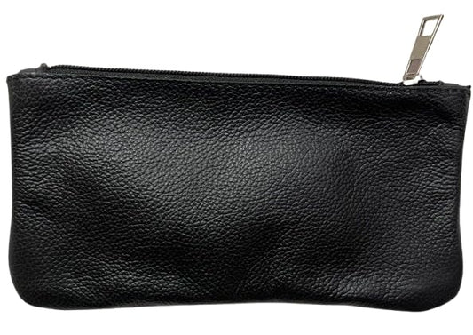 Vintage Leather Pencil Case Pouch, Pen Pouch for Work and University, for Men and Women Elegant & Practical Brown Leather Pencil Cases for Adults Perfect for Office (Black) (Black) - color: Black