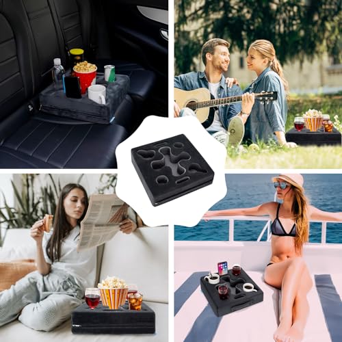 Couch Cup Holder-Sofa Cup Holder Pillow Tray Caddy Cupholder Hearted for Bed, Rv, Tv, Car, Man Cave, Backseat for Remote, Drinks, Snacks (Square-Grey) - color: Dark Grey