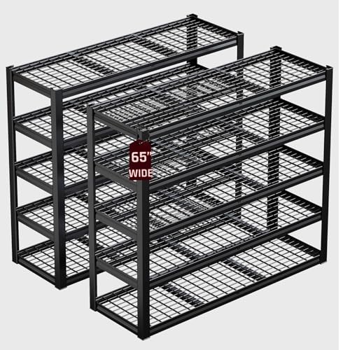 30" D Storage Shelves, 65" W Garage Shelving Heavy Duty Metal Adjustable Garage Shelves, 5 Tier Shelving Units Industrial Shelving for Warehouse, 65" W x 30" D x 79" H ， 2 Pack - size: 65"Wx78"Hx30"D | 5 Tier