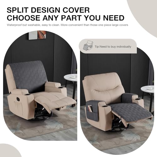 VANSOFY Recliner Chair Covers 100% Waterproof Backrest Cover Reclining Cover Non-Slip Dog Chair Cover Furniture Protector Washable Slipcover Elastic Straps for Pets, Dogs(Charcoal Gray) - color: Charcoal Gray