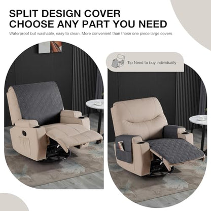 VANSOFY Recliner Chair Covers 100% Waterproof Backrest Cover Reclining Cover Non-Slip Dog Chair Cover Furniture Protector Washable Slipcover Elastic Straps for Pets, Dogs(Charcoal Gray) - color: Charcoal Gray