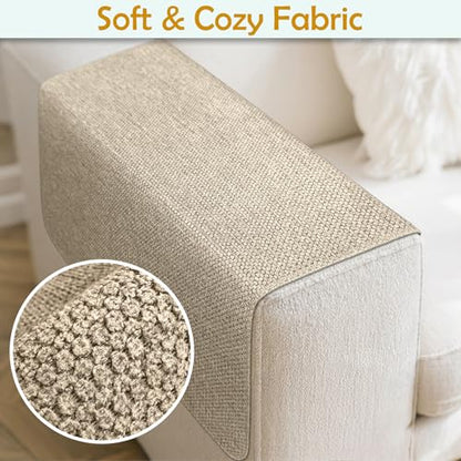 Couch Arm Covers, Waterproof Armrest Cover for Sofa, Loveseat, Armchair, Non-Slip Recliner Arm Cover, Sofa Arm Covers, Headrest Cover, Arm Chair Covers Set of 2 (Khaki, 26"×26") - color: Khaki, size: 26" x 26" - 2 pcs