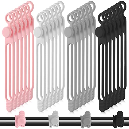 Nuanchu 40 Pcs Silicone Cable Ties Reusable Holder Adjustable Straps Multipurpose Charging Cable Organizer for Fastening Charging Cords Wires(4.17 Inch,Black, White, Gray, Pink) - color: Black, White, Gray, Pink, size: 4.17 Inch