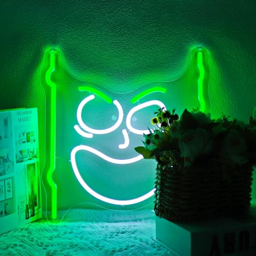 Neon Sign, Neon Signs for Wall Decor - Dimmable LED Light Signs Home Decor for Bedroom, Man Cave, Gaming Room, Party, Club, Bar Decoration - Christmas Halloween Easter Gift - color: White+Green