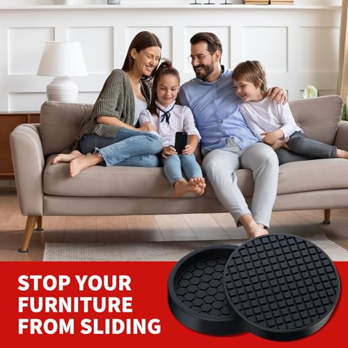 Ezprotekt Non Slip Furniture Pads, 8 Pcs 2" Rubber Caster Cups, Anti Skid Furniture Coasters for Hardwoods Floors, No Slide Furniture Gripper, Floor Protector for Bed Couch Furniture Stoppers (Black) - color: Black