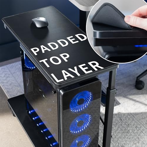 VIVO Large Mobile Adjustable 2-Tier PC Stand, Premium Gaming CPU Computer Tower and Mouse Storage, Rolling Floor Cart, Locking Caster Wheels, Black, CART-PC03P - style: Full Tower Premium Cart