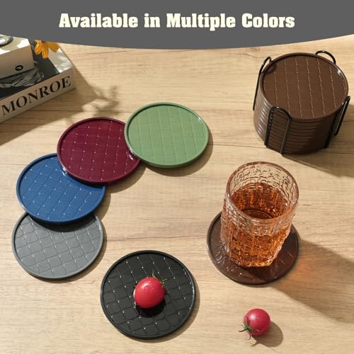 Coasters,Drink Coasters Set of 8 with Holder (Gray, 12pcs) - color: Gray, size: 12 pcs