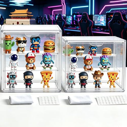 Clear Acrylic Display Case for Figures (Set（2 Pack）, 7.1"+14.2") - color: Set（2 Pack）, size: 7.1"+14.2"