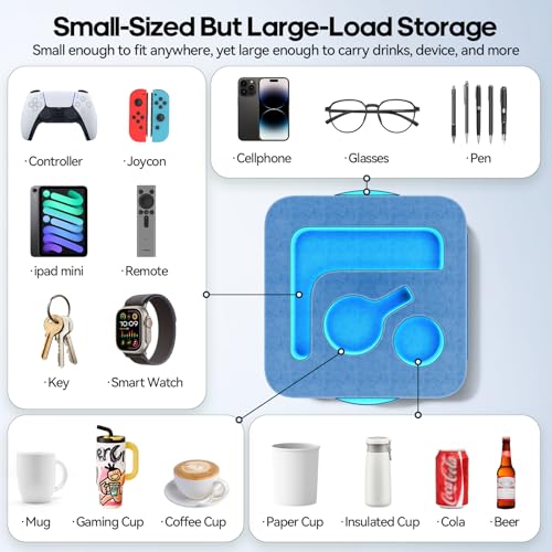Couch Cup Holder Pillow, Sofa and Bed Organizer Caddy for iPad, Kindle, Switch, Game Controller, Remotes, Phones, Small-Sized Cup & Drink Holder for Couch, Bed, Desk, Car, Desk, Beach, Blue - color: Blue, size: S-12"×12"×3.2"