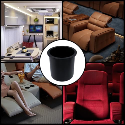 Dnyta 2Pcs 4.2" x 4" Black Plastic Cup Holder Insert, Sofa Recliner Car Seat Cups Holder Replacement, Poker Table Cup Holders, for Table, Sofa, Boats, Truck, Car - color: 2pcs, Black, size: 4.2" x 4", Bottom U-shaped groove
