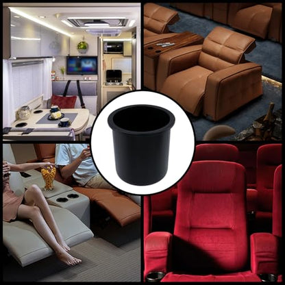 Dnyta 2Pcs 4.2" x 4" Black Plastic Cup Holder Insert, Sofa Recliner Car Seat Cups Holder Replacement, Poker Table Cup Holders, for Table, Sofa, Boats, Truck, Car - color: 2pcs, Black, size: 4.2" x 4", Bottom U-shaped groove