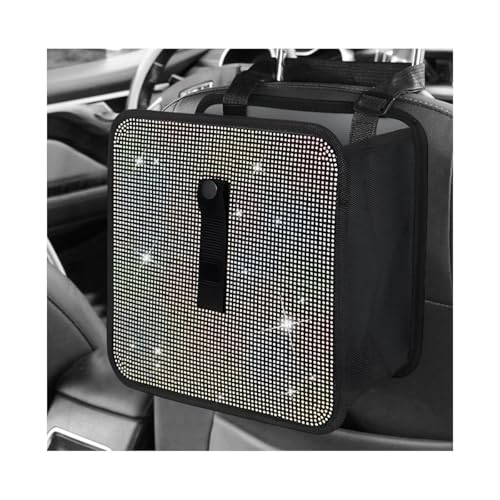 Car Foldable Trash Can, Bling Rhinestone Oxford Garbage Container Hanging Waterproof Organizer, Mini Crystal Dustbin Waste Basket Leakproof Trash Bin for Car Office Kitchen (AB) - color: AB