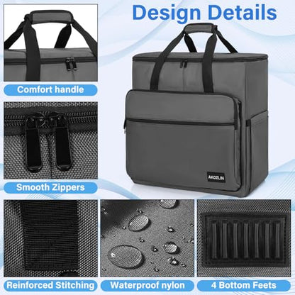AKOZLIN PC Travel Case Desktop Carrying Case PC Bag Padded Nylon Carry Tote Bag for Transporting Computer Tower PC Chassis Keyboard Mouse Accessories Grey - color: Grey